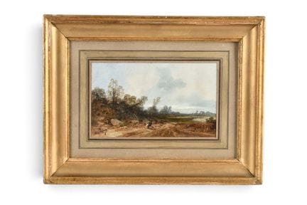 LEBAS, Hippolyte (1782-1867). Chemin animé. Aquare