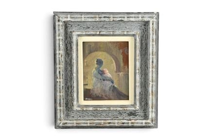 F. Brilhante (XXème siècle). Maternité. Huile sur 