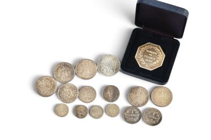 MONNAIES d'ARGENT : 100 francs commémorative, 3 x 
