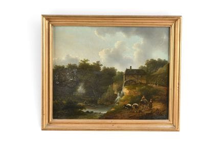 BUDELOT, Philippe (1770-1841). Paysage animé au mo