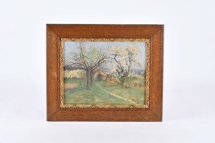 ECOLE FRANCAISE du XXème s. Vue d'un verger probab