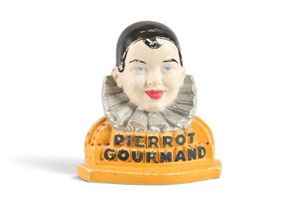 PIERROT GOURMAND. Statuette aus patiniertem Gips