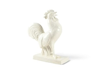 GEO MICHEL (XXème)  "Coq" en faïence émaillée blan