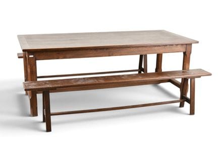 TABLE dite de ferme en chêne naturel à entretoises