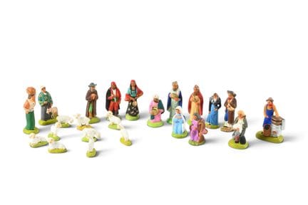 E. RICARD MARSEILLE. Lot de 14 santons en terre cu
