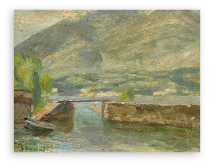 BALDASSARE LONGONI (1876-1956) - Petit port de Bel