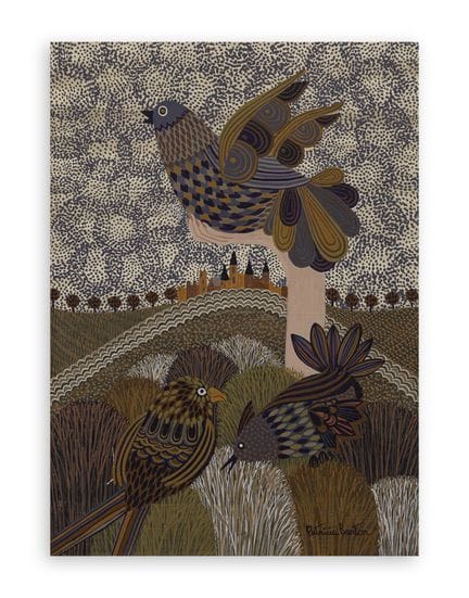 PATRICIA BARTON (1928) - Three Birds and a Landsca