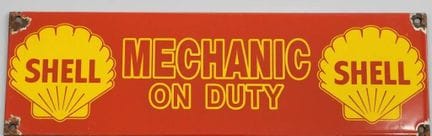 Shell-Mechaniker im Dienst
Werbetafel aus emaillie