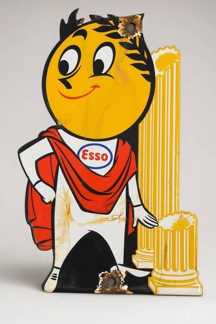 Esso als César
Werbetafel aus emailliertem Blech.
