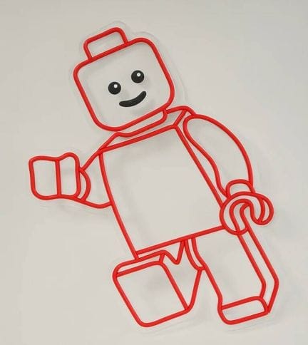 Leuchtschild aus Plexiglas mit Lego-Motiv
Stammt a