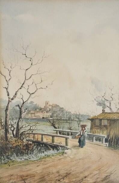 Emile HENRY (1842–1920)
„Bäuerin auf dem Weg mit K