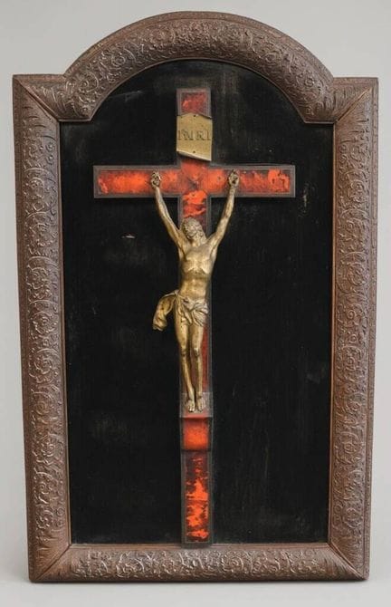 Christus-Jansenit aus Bronze
Geschnitzter Holzrahm