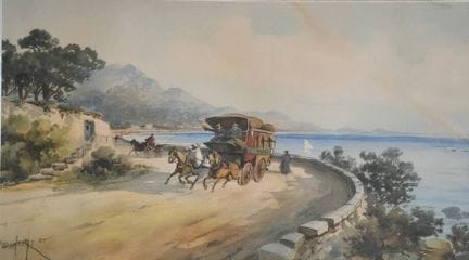 Emile HENRY (1842–1920)
„Postkutsche auf der Bergs