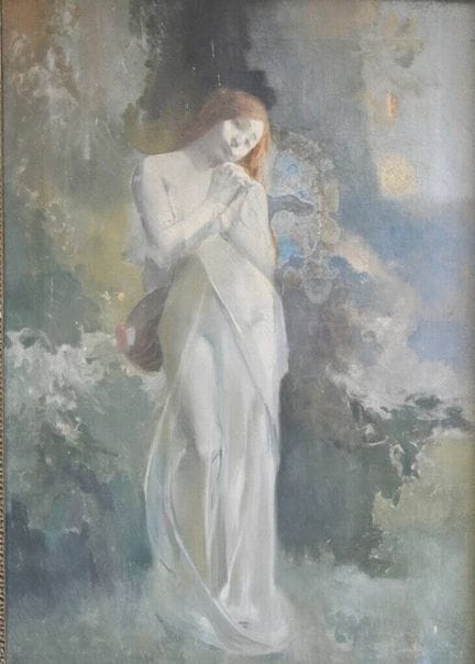 Romantic School
"Standing Woman."
Oil on canvas.
9