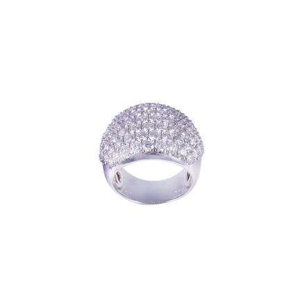 * Band ring in 18K white gold, set with a pavé of 