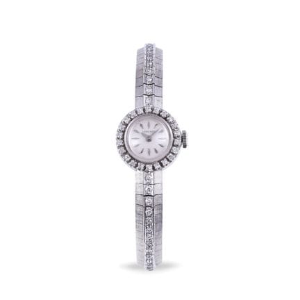 WATCH, LONGINES in 18K white gold, set with diamon