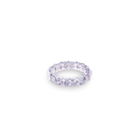 * 18K white gold rivière ring, entirely set with b