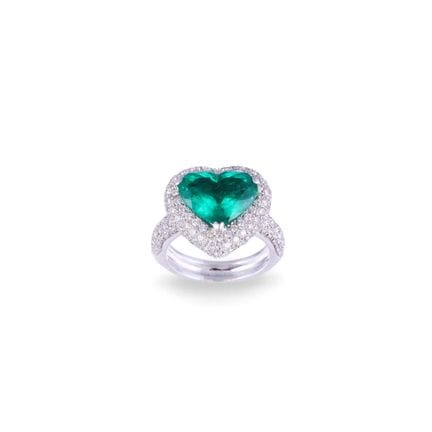 * ANILLO, ESMERALDA DE COLOMBIA en oro blanco de 1