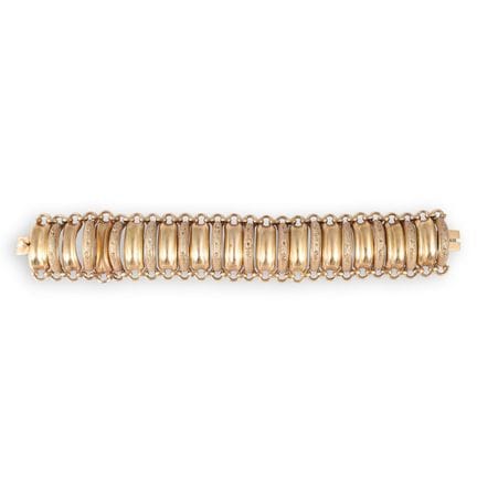 Band-style BRACELET, in 18K yellow gold, composed 