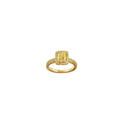 BAGUE en or jaune 18 carats, sertie d'un diamant «