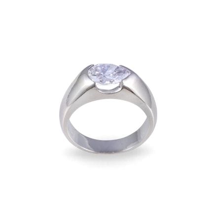 ANILLO de oro blanco de 18 quilates, de banda anch