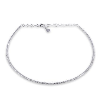 * CHOKER semi-rigide, en or blanc 18 carats, orné 