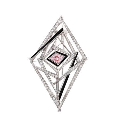 BROSCHE, ROSA DIAMANT, SCAVIA aus 18-Karat-Weißgol