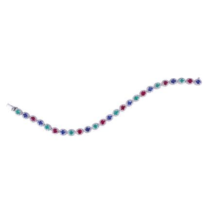 * 18K white gold bracelet with alternating oval sa