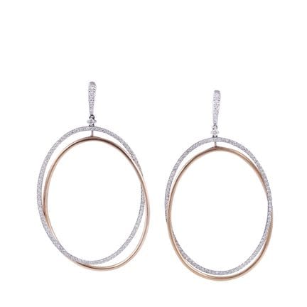 BOUCLES D'OREILLES en or blanc et jaune 18 carats,
