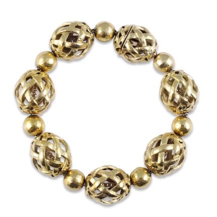18K yellow gold BRACELET, consisting of seven open