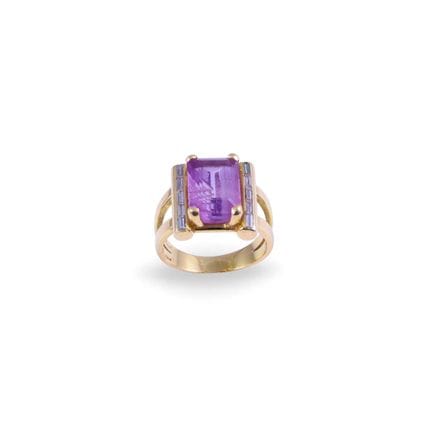 BAGUE en or jaune 18 carats, sertie d'une améthyst