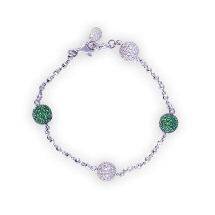 * 18K white and burnished gold bracelet with a cha