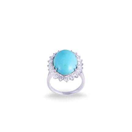BAGUE en or blanc 18 carats, sertie d’une turquois