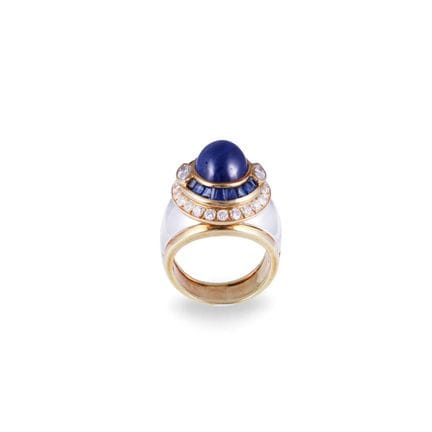 * RING, SABBADINI, with a beaded shank, in 18K yel