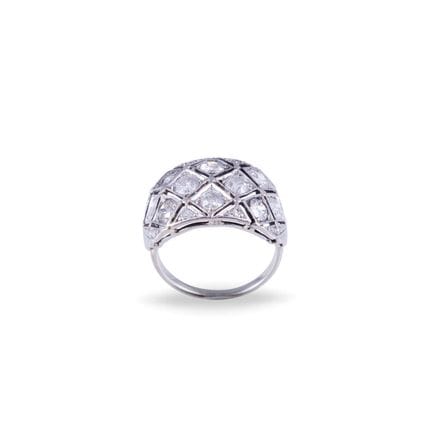 BAGUE en or blanc 18 carats, avec motif géométriqu