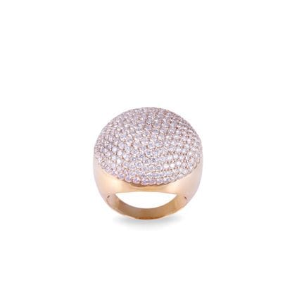 * BAGUE à large bande bombée, en or rose 18 carats