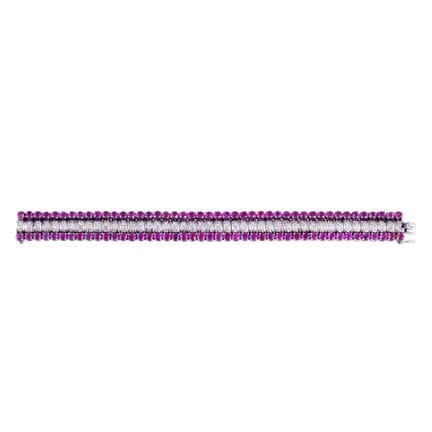 18K white gold ribbon bracelet with a double row o