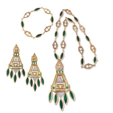 PARURE in oro giallo e bianco 18Kt, diamanti, smer
