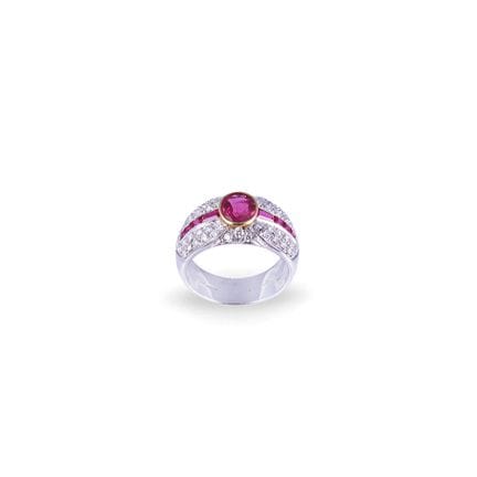 * ANELLO in oro bianco e giallo 18Kt a fascia, imp