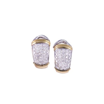 * ORECCHINI a nastro, in oro giallo e bianco 18Kt,
