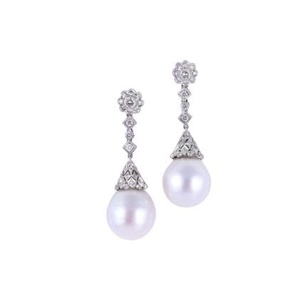 ORECCHINI pendenti in oro bianco 18Kt impreziositi