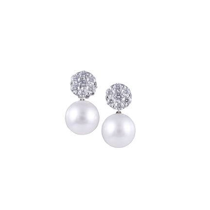 * ORECCHINI in oro bianco 18Kt, ciascuno con motiv