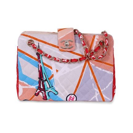 CHANEL, Map of Paris in tela trapuntata stampa con