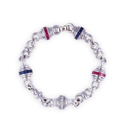 * BRACCIALE in oro bianco 18Kt a maglie tonde, inf