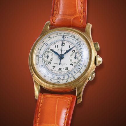 Rolex Ref: 3055, 'Piccolino' Case: 18K yellow gold