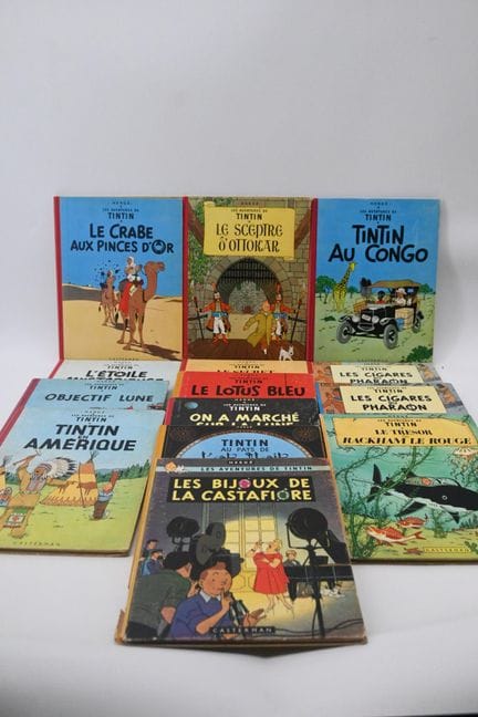 HERGÉ. Raccolta di 14 album di Tintin, la maggior 