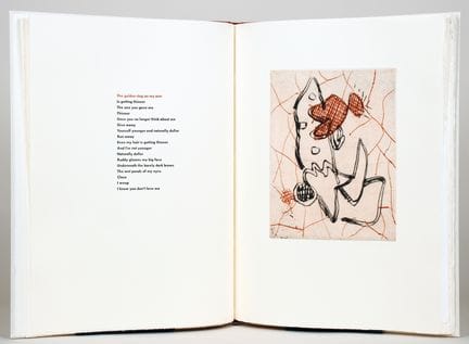 马库斯·吕佩尔茨。《钢笔画与诗集》。旧金山，石灰岩出版社，1989年。内含十一幅彩色蚀刻版画，其中十