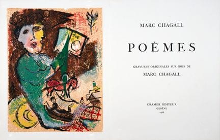 马克·夏加尔。《诗篇》。原版木刻版画。日内瓦，克雷默出版社，1968年。内含24幅彩色木刻版画，其中