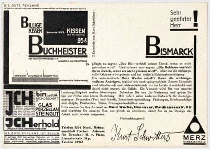 Kurt Schwitters. Egregio Signore! Bismarck. Cartol
