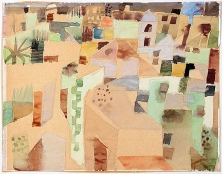 Eduard Bargheer. Case. Acquerello su disegno a mat